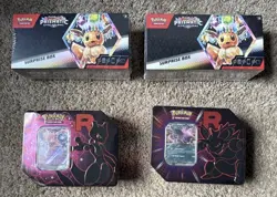 Pokemon Prismatic Evolutions Surprise Box+Destined Rivals Tins - LOT OF 4 - Image 1