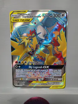 Pokemon TCG Moltres & Zapdos & Articuno GX (Full Art) 66/68 Hidden Fates Holo NM - Image 2