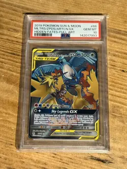 Pokemon TCG Hidden Fates Full Art Moltres & Zapdos & Articuno GX 66/68 PSA 10 - Image 1
