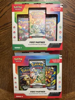 Pokemon First Partner Illustration Collection Series 1 and 2 Sealed Set - Image 1