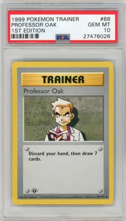 PSA 10 Pokemon TCG 1999 Base Set 1st Edition Shadowless - Professor Oak 88/102 - Image 1