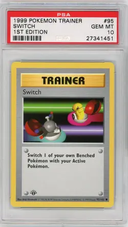 PSA 10 Pokemon TCG 1999 Base Set 1st Edition Shadowless - Switch 95/102 - Image 1