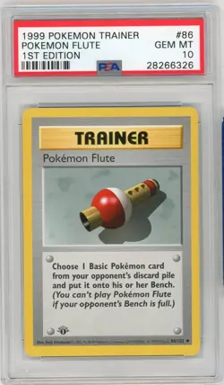 PSA 10 Pokemon TCG 1999 Base Set 1st Edition Shadowless - Pokemon Flute 86/102 - Image 1