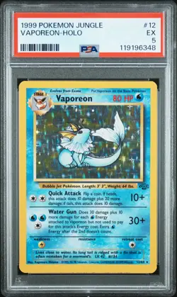 1999 POKEMON JUNGLE #12 VAPOREON-HOLO PSA 5 - Image 1