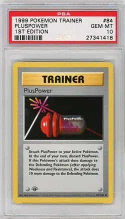 PSA 10 Pokemon TCG 1999 Base Set 1st Edition Shadowless - PlusPower 84/102 - Image 1