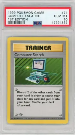 PSA 10 Pokemon TCG 1999 Base Set 1st Edition Shadowless - Computer Search 71/102 - Image 1