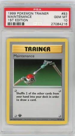 PSA 10 Pokemon TCG 1999 Base Set 1st Edition Shadowless - Maintenance 83/102 - Image 1
