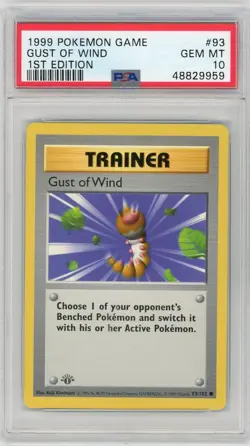 PSA 10 Pokemon TCG 1999 Base Set 1st Edition Shadowless - Gust of Wind 93/102 - Image 1