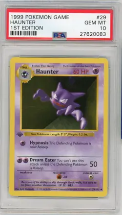 PSA 10 Pokemon TCG 1999 Base Set 1st Edition Shadowless - Haunter 29/102 - Image 1