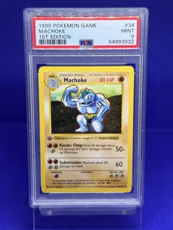 1999 Pokemon Game Base Set Shadowless Machoke 1st Edition #34 PSA 9 Mint - Image 1