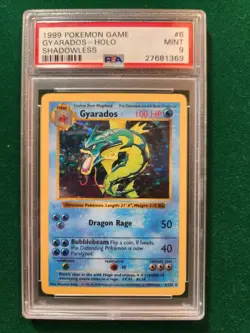 Pokemon Gyarados Holo Shadowless Rare Base Set Card 6/102 PSA 9 Mint - Image 1