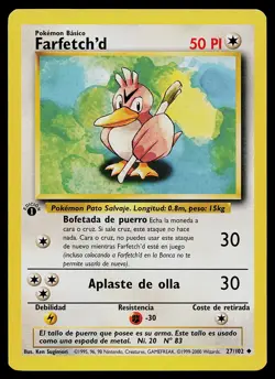 Pokemon Card - Farfetch'd Base Set 1st Edition Spanish 27/102 Uncommon - Image 1