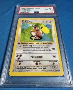 1st Edition Farfetch'd 🪶 PSA 8 🪶 1999 Pokemon Shadowless Base Set 27/102 📈 - Image 3
