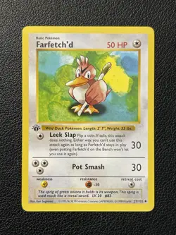 Pokemon TCG: Farfetch'd 27/102 1st Edition Uncommon Base Set Shadowless NM - Image 1