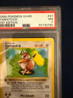 Pokemon TCG WOTC Base Set Shadowless Farfetch'd 27/102 1st Edition Graded PSA 7 - Image 4