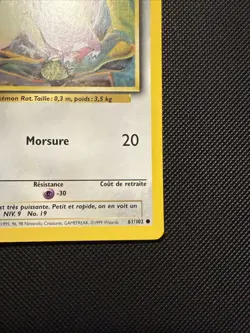 1999 Pokemon FRENCH 1st Edition Base Set Rattata 61/102 - Image 4