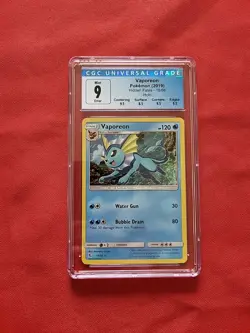 Pokemon: Vaporeon Hidden Fates Holo Rare #18 PINCHED LAYER ERROR CARD CGC 9 -C48 - Image 1