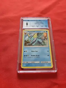 Pokemon: Vaporeon Hidden Fates Holo Rare #18 PINCHED LAYER ERROR CARD CGC 9 -C48 - Image 3