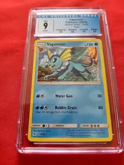 Pokemon: Vaporeon Hidden Fates Holo Rare #18 PINCHED LAYER ERROR CARD CGC 9 -C48 - Image 4