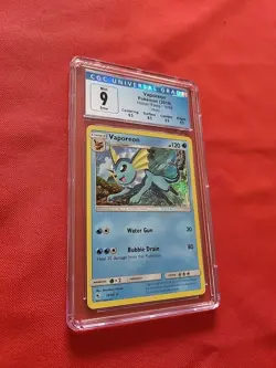 Pokemon: Vaporeon Hidden Fates Holo Rare #18 PINCHED LAYER ERROR CARD CGC 9 -C48 - Image 5