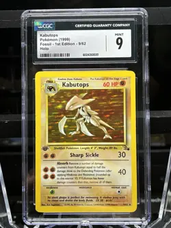 1999 Pokemon Fossil Kabutops Holo 1st Edition CGC 9 Mint - Image 1