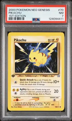 2000 POKEMON NEO GENESIS 1ST EDITION #70 PIKACHU PSA 7 - Image 1
