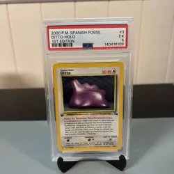 2000 Pokemon SPANISH 1st Edition Fossil Ditto Holo 3/62 PSA 5 EX-MT - Image 1