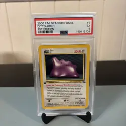2000 Pokemon SPANISH 1st Edition Fossil Ditto Holo 3/62 PSA 5 EX-MT - Image 2