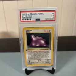 2000 Pokemon SPANISH 1st Edition Fossil Ditto Holo 3/62 PSA 5 EX-MT - Image 4