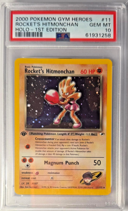 Pokemon Rocket's Hitmonchan Holo 11/132 Gym Heroes 1st Edition PSA 10 - Image 2
