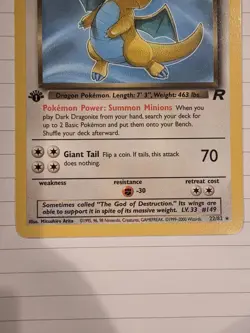 Pokemon TCG Dark Dragonite 22/82 Team Rocket 1st Edition Rare 2000 70 HP - Image 3