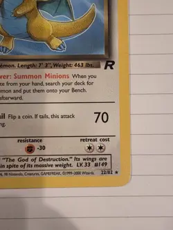 Pokemon TCG Dark Dragonite 22/82 Team Rocket 1st Edition Rare 2000 70 HP - Image 4