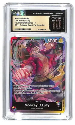 One Piece Tournament Promos OP11 Release Event Monkey D Luffy P CGC 10 Pristine - Image 1
