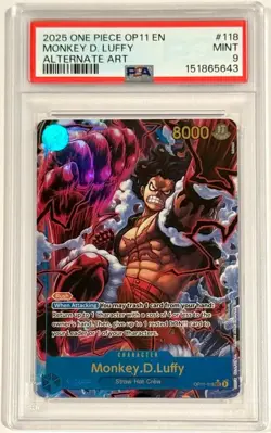 2025 One Piece Monkey D. Luffy Fist Of Divine OP11-118 Alternate Art PSA 9 - Image 1