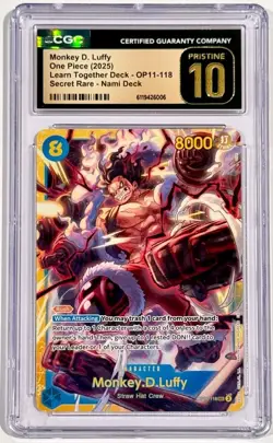 2025 One Piece Monkey D. Luffy OP11-118 Learn Together CGC 10 Pristine English - Image 1