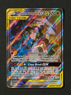 Reshiram & Zekrom GX 222/236 Alt Art Pokemon Card Cosmic Eclipse Tag Team - Image 1