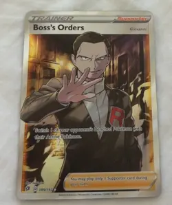Pokemon Card Boss's Orders 189/192 Rebel Clash Holo Full Art Trainer Near Mint - Image 1