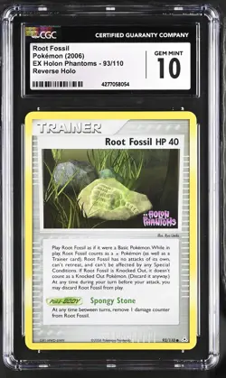 POKEMON ROOT FOSSIL 93/110 STAMP REV HOLO EX HOLON PHANTOMS 2006 CGC 10 GEM MINT - Image 1