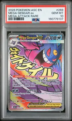 2026 POKEMON ASC EN-ASCENDED HEROES MEGA ATTACK RARE #269 MEGA GENGAR EX PSA 10 - Image 1