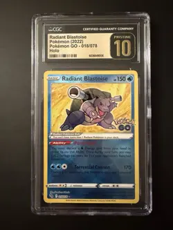 Radiant Blastoise 018/078 Pokemon GO Holo CGC 10 Pristine - Image 1