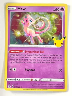Mew 011/025 Holo Rare Celebrations 25th Anniversary Pokemon TCG Near Mint NM/LP - Image 1