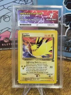 Pokemon Zapdos 23 WOTC 2000 Promo Black Star Non-Holo Card Ace Grade 7 Vintage. - Image 1