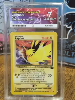Pokemon Zapdos 23 WOTC 2000 Promo Black Star Non-Holo Card Ace Grade 7 Vintage. - Image 3
