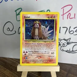 DOUBLE HOLO ERROR WHOLE SWIRL Entei 6/64 Neo Revelation Error Pokemon Card - Image 1