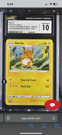 CGC 10 Raichu 009/034 Trading Card Game Classic Holo Pokemon TCG 2023 - Image 4