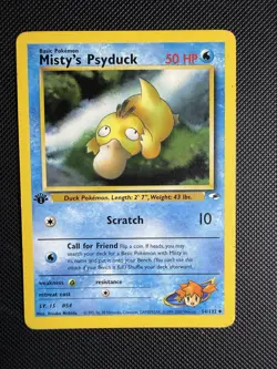 Pokemon TCG Misty's Psyduck 1st Edition Gym Heroes Common Card 54/132 NM/LP - Image 1