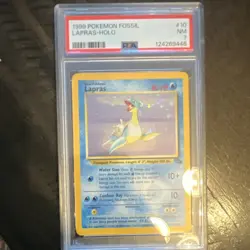 PSA 7 1999 Pokemon Lapras #10 Fossil Unlimited Holo Rare 10/62 English - Image 1