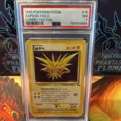 Wizards of the Coast Pokemon Fossil Zapdos Holo Rare 15/62 PSA 7 - Image 1