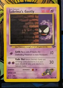 Sabrina's Gastly 96/132 Common Gym Challenge Pokemon Unlimited Moderately Played - Image 1