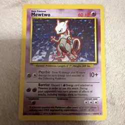 WotC Pokemon TCG Mewtwo 10/102 Base Set Holo Rare English Basic 60 HP 1999 - Image 1